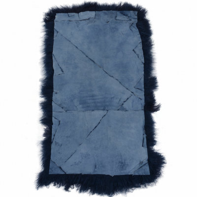 Fenland Luxury Mongolian Real Lamb Rug - Blue (120 cm x 60 cm)