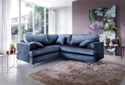 Midnight blue store velvet corner sofa