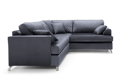 Ferguson Corner Sofa Dark Grey Velvet