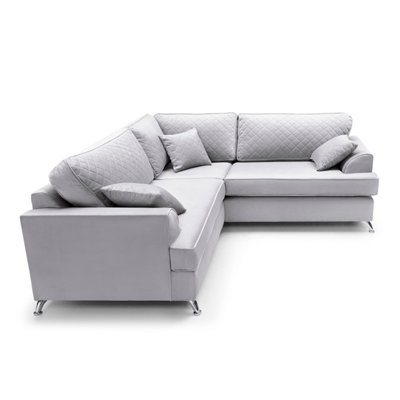 Ferguson Corner Sofa Light Grey Velvet