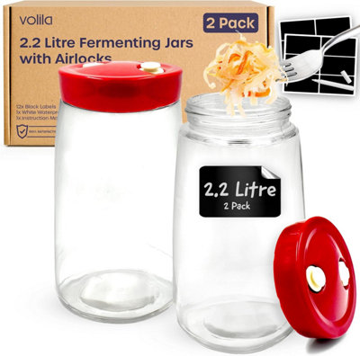 Fermentation Jars 2.2L Fermenting Jars with Airlock & Waterproof Labels ...