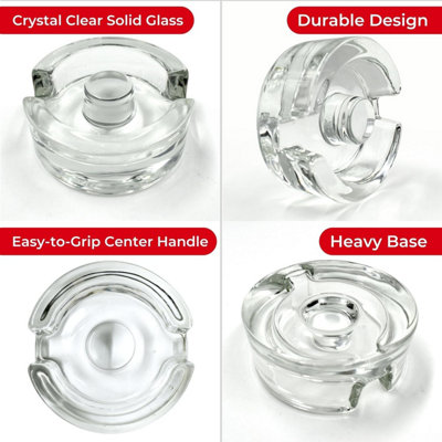 Fermentation Weights 4 Pack Glass (7cm) for Wide Mouth Jars with Easy-Grip Handle & Brine Removal Gap - 6