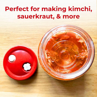 Fermentation Weights 4 Pack Glass (7cm) for Wide Mouth Jars with Easy-Grip Handle & Brine Removal Gap - 7