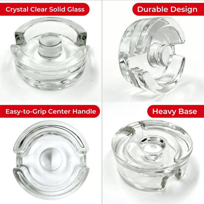 Fermentation Weights 4 Pack Glass Weights (7cm) for Wide Mouth Jars with Easy-Grip Handle & Brine Removal Gap - 6
