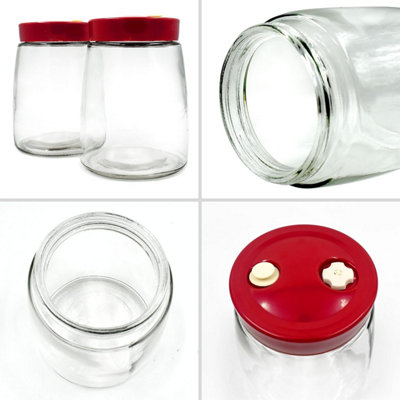 Fermenting Jars with Airlock System 1.4 Litre - (2 Pack) Easy-To-Use Fermentation Jars with 1 Way Air Release Vent for Pick