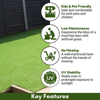 Fern 20mm Soft Outdoor Artificial Grass, Value For Money, Pet-Friendly Artificial Grass-10m(32'9") X 4m(13'1")-40m²