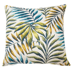 Fern Green Summer Scatter Cushion - Square Filled Pillow for Home Garden Sofa, Chair, Bench, Seating Furniture - 43 x 43cm