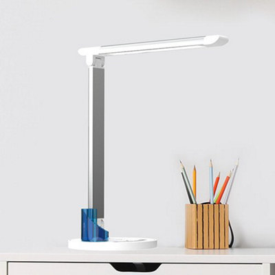Fern Howard LED Bundle - 1 x Black Floor Lamp and 1 x White Desk Lamp with USB charging ports (mains-powered - plug)