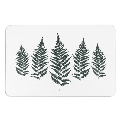 Fern Leaf White Stone Non Slip Bath Mat