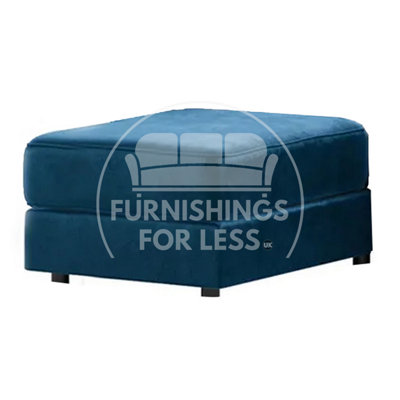 Fernando Plush Velvet Foam Filled Blue Footstool Sofa Accessory