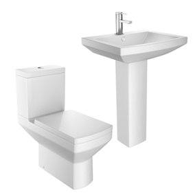 Fernando White Close Coupled Toilet & Full Pedestal Basin Set