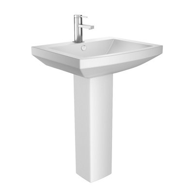 Fernando White Close Coupled Toilet & Full Pedestal Basin Set - 3