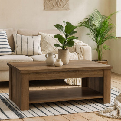 Fernlight Dark Oak Rising Coffee Table with Drawers and Shelves