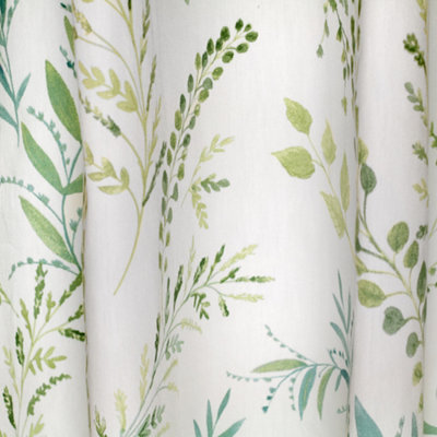 Fernworthy 100% Cotton Botanical Print Pair of Eyelet Curtains