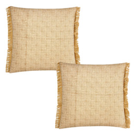 Fero Coconut Fringed Filled Decorative Throw Scatter Cushion - 45 x 45cm - Pack of 2