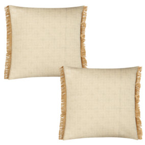 Fero Pebble Fringed Filled Decorative Throw Scatter Cushion - 45 x 45cm - Pack of 2