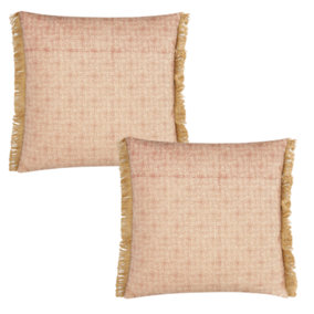 Fero Redwood Fringed Filled Decorative Throw Scatter Cushion - 45 x 45cm - Pack of 2