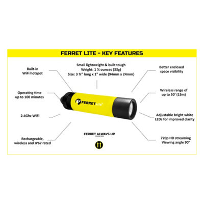 Ferret Lite CFWF50L Rechargeable Digital 720 Pixel Inspection Camera - 5