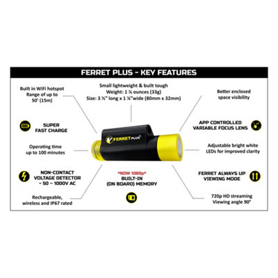Ferret Plus CFWF50P Rechargeable Digital 1080P HD Inspection Camera - 6
