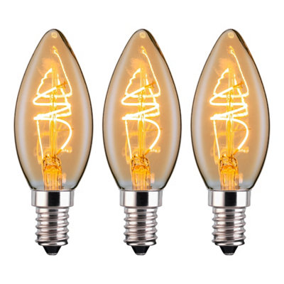 Ferretti - C35 Amber Candle E14 LED Spiral Filament Dimmable Light Bulb ...