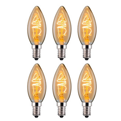 Ferretti - C35 Amber Candle E14 LED Spiral Filament Dimmable Light Bulb ...