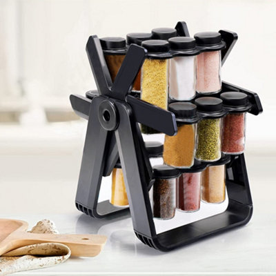 Ferris Wheel Spice Rack with 18 Glass Spice Jars, Labels and Funnel