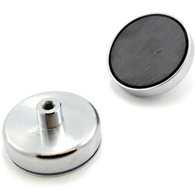 Ferrite Pot Magnet for DIY, Engineering, Manufacturing, Hanging & Holding Applications - 80mm x 32mm tall x M10 thread - 60kg Pull