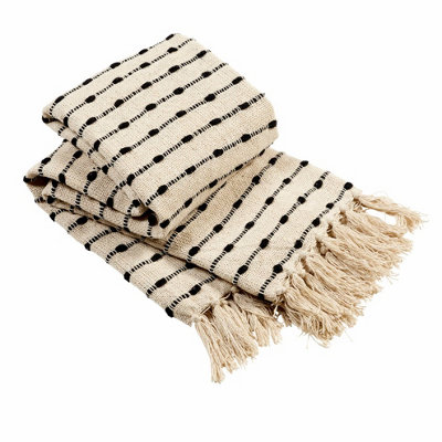 Fes Super Soft Cotton Throw in Black, 228 x 254cm