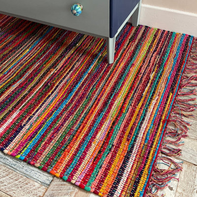 FESTIVAL Boho Rug Flat Weave Multicolour with Tassels 120 cm x 180 cm