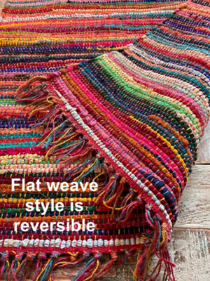 FESTIVAL Boho Rug Flat Weave Multicolour with Tassels 150 cm x 240 cm