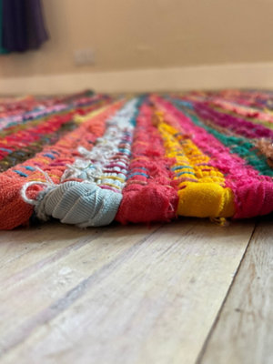 FESTIVAL Boho Rug Flat Weave Multicolour with Tassels 70 cm x 140 cm