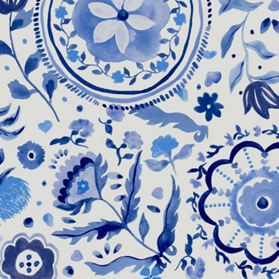 Festival Flowers Floral Blue Wallpaper