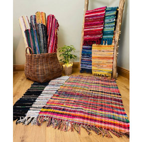 Festival Recycled Blend Rag Rug - Cotton - L120 x W180