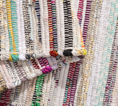 Festival Recycled Cotton Blend Rag Rug in Varied Colourways Indoor and Outdoor Use / 75 cm x 120 cm / Pastel