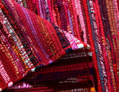 Festival Recycled Cotton Blend Rag Rug in Varied Colourways Indoor and Outdoor Use / 75 cm x 120 cm / Red