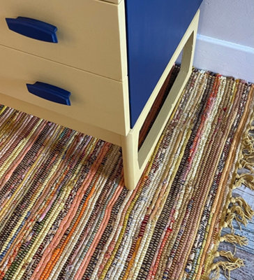 Festival Recycled Cotton Blend Rag Rug in Varied Colourways Indoor and ...