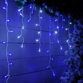 Festive 11.8m Indoor & Outdoor Snowing Effect Icicle Christmas Lights 480 Blue & White LEDs
