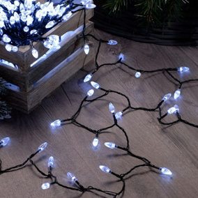 Festive 11.9m Indoor & Outdoor Diamond Christmas Fairy Lights 200 White LEDs
