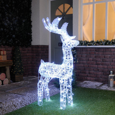 Festive 115cm Outdoor Reindeer Figure 160 White LEDs DIY at B Q
