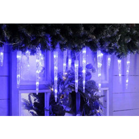 Festive 24 Colour Changing Icicle Christmas Lights White to Blue
