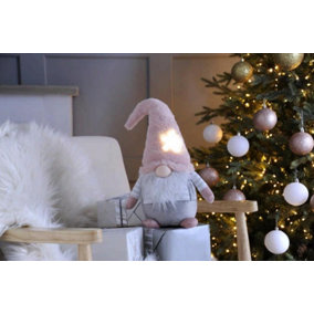 Festive 50cm Battery Operated Light up Dangly Leg Gonk with Pink Hat