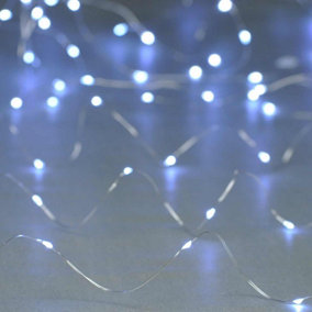Festive 5m Multifunction Battery Fairy Lights 50 Cool White LEDs