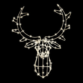 Festive 70cm Twinkling Reindeer Head Christmas Decoration 120 Warm White LEDs