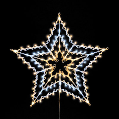 Festive Chasing Window Star Light 100 White & Warm White LEDs | DIY at B&Q