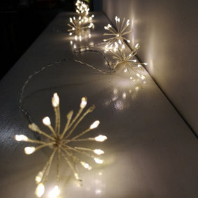 Festive Christmas 10 Warm White LED Twinkling Starburst Lights