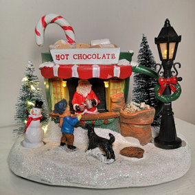 Festive Christmas 19cm Illuminated Hot Chocolate Shop Battery Operated