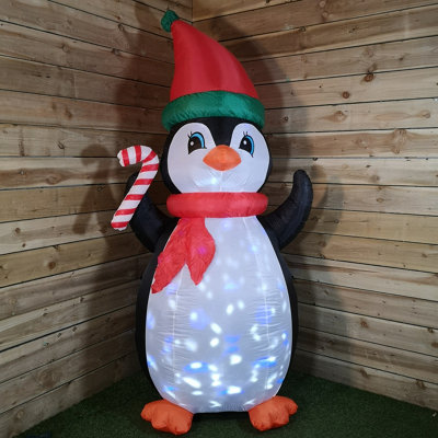 Festive Christmas 210cm Inflatable Penguin with Disco Lights | DIY at B&Q