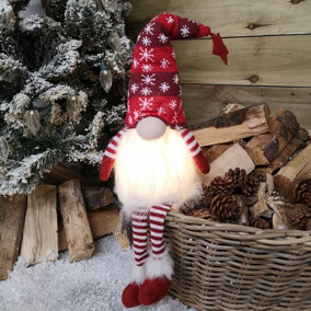 Festive Christmas Sitting Gonk with Dangly Legs & LED Light 50cm  RED