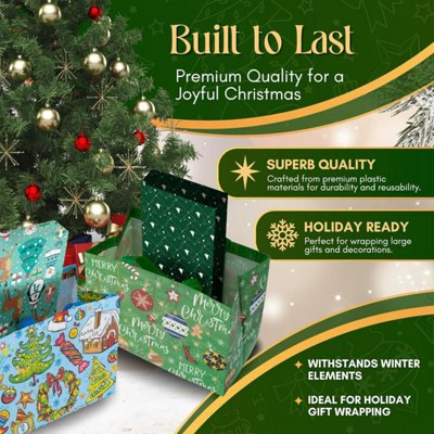 Festive Fix 12 Large Reusable Christmas Gift Bags with Durable Handles ...