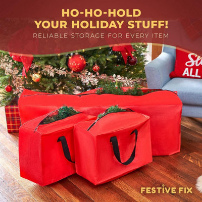 Festive Fix Christmas Tree Bag 3pc Storage Set Heavy Duty Waterproof ...